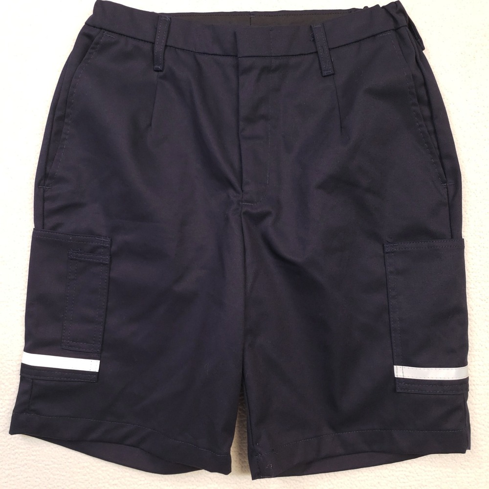 FedEx Stan Herman Cargo Shorts Unisex Small Navy Elastic Waist Reflective Work